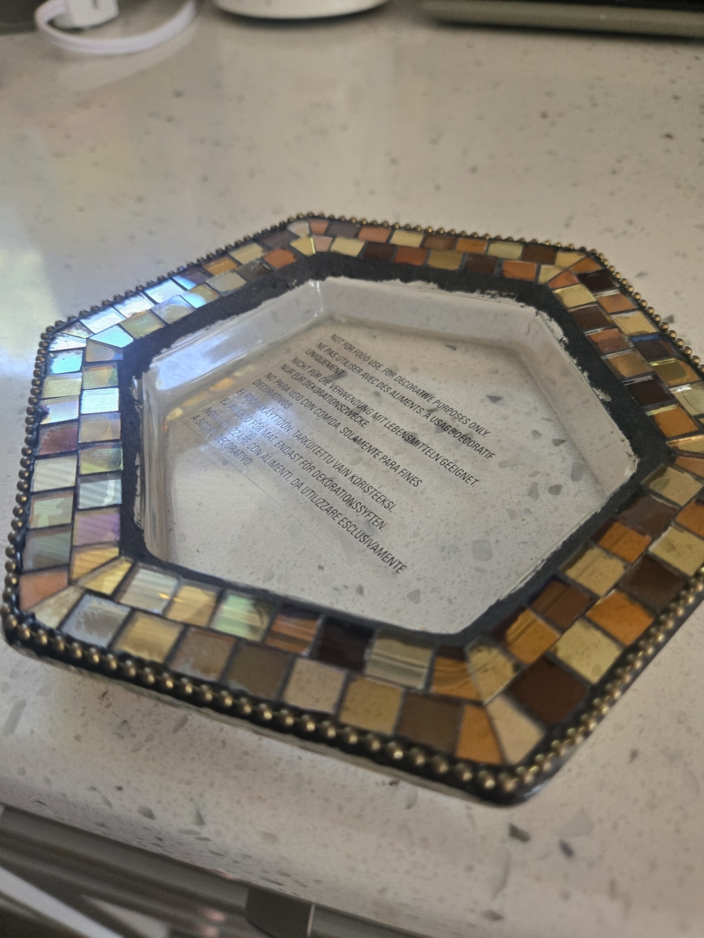 PartyLite Global Fusion Mosaic Mirrored Candle Tray